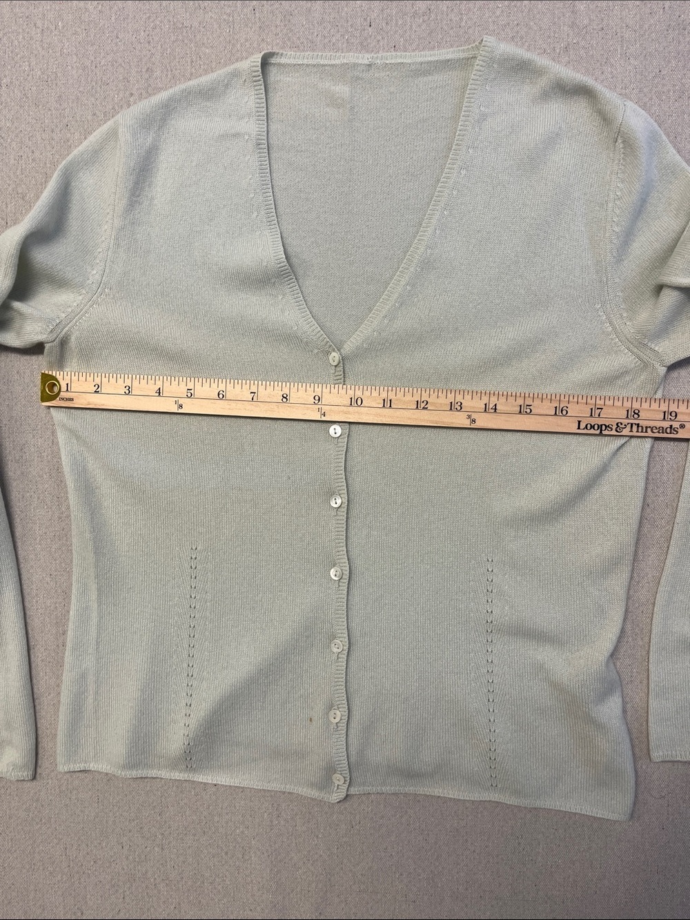 Italian 100% Cashmere Light Green Button Cardigan Sweater - Picture 7 of 14
